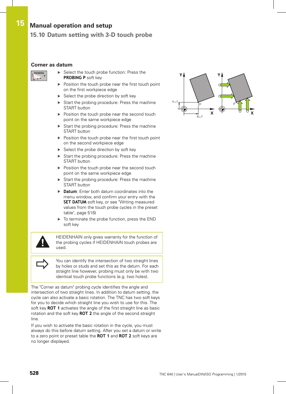 Corner as datum | HEIDENHAIN TNC 640 (34059x-05) ISO programming User Manual | Page 528 / 676