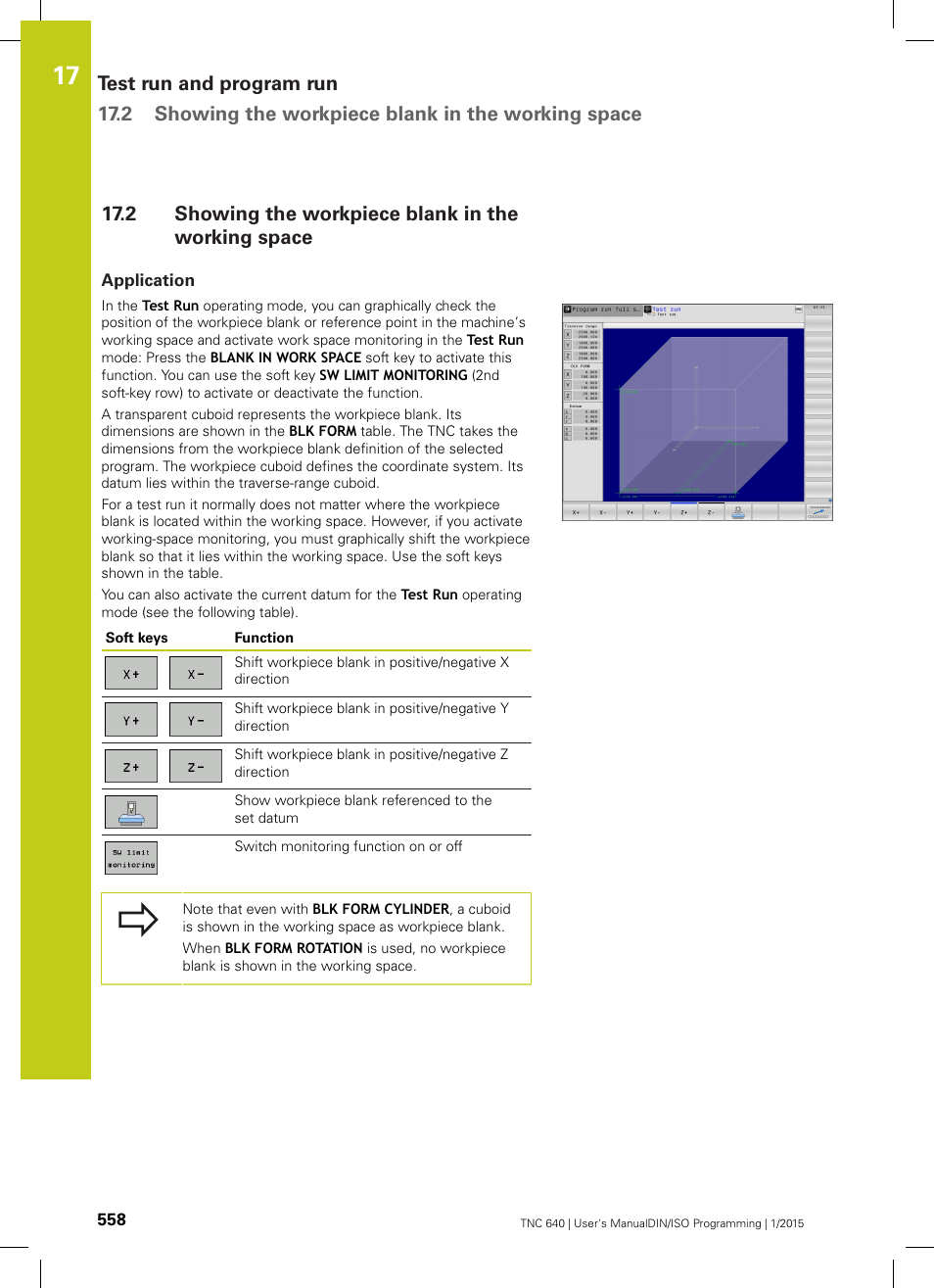 2 showing the workpiece blank in the working space, Application, Showing the workpiece blank in the working space | HEIDENHAIN TNC 640 (34059x-05) ISO programming User Manual | Page 558 / 676