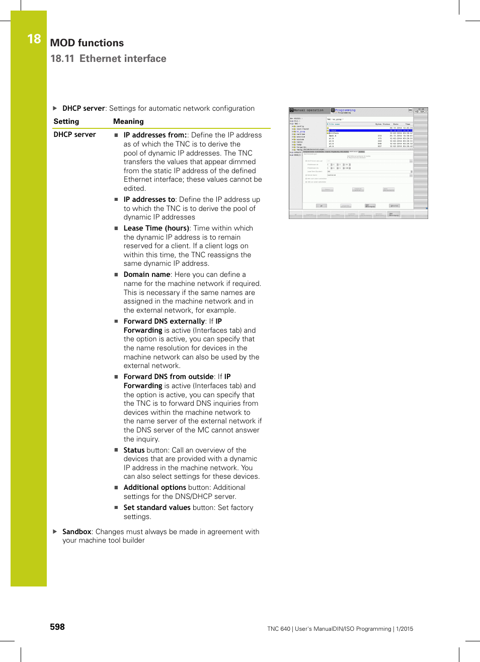Mod functions 18.11 ethernet interface | HEIDENHAIN TNC 640 (34059x-05) ISO programming User Manual | Page 598 / 676