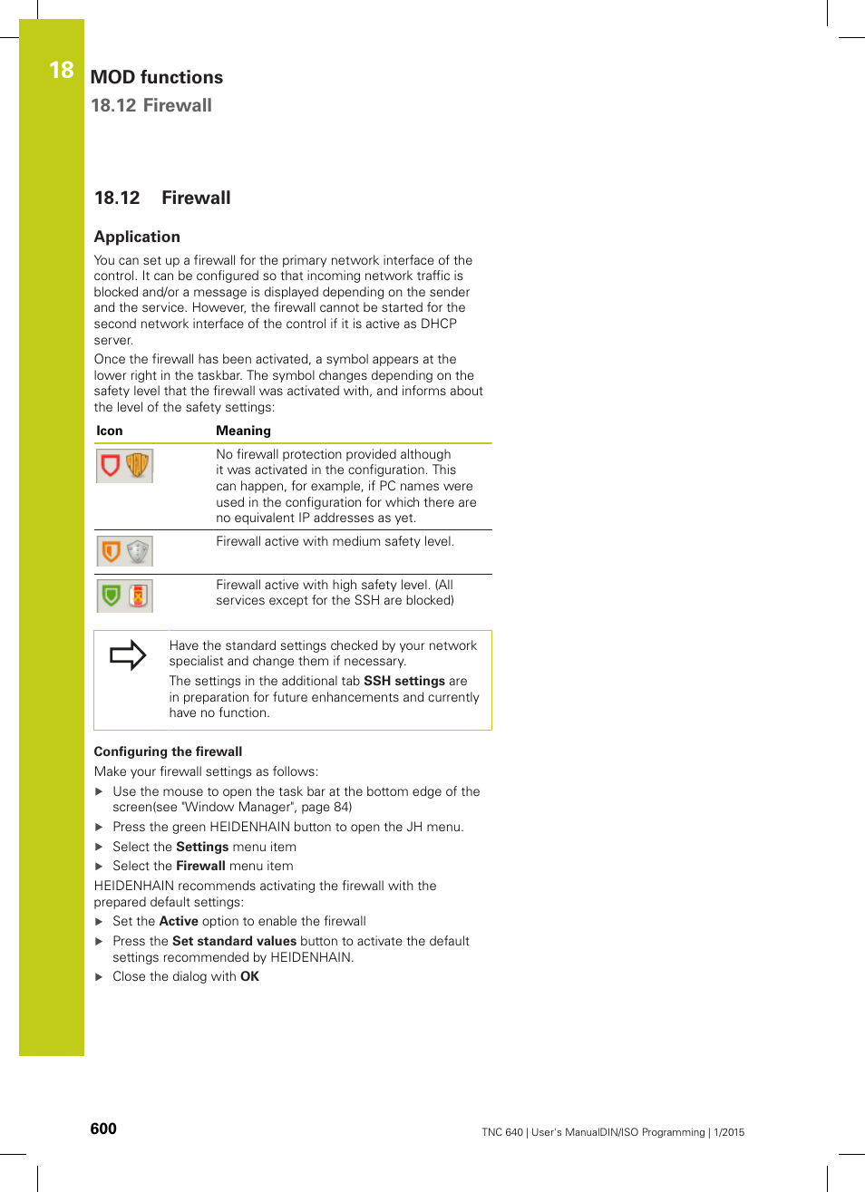 12 firewall, Application, Firewall | Mod functions 18.12 firewall | HEIDENHAIN TNC 640 (34059x-05) ISO programming User Manual | Page 600 / 676