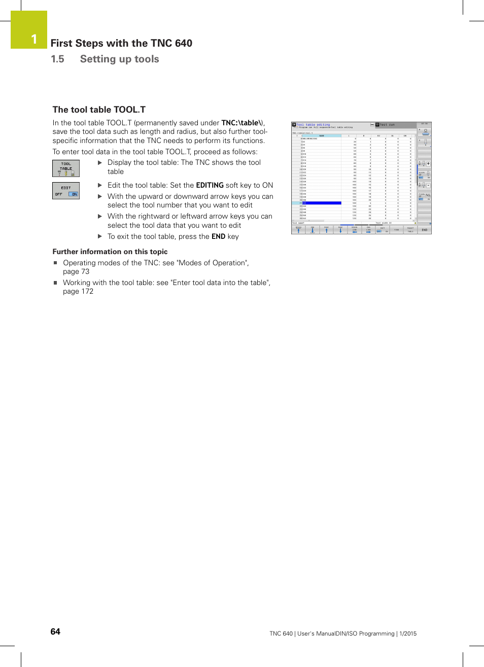 The tool table tool.t | HEIDENHAIN TNC 640 (34059x-05) ISO programming User Manual | Page 64 / 676