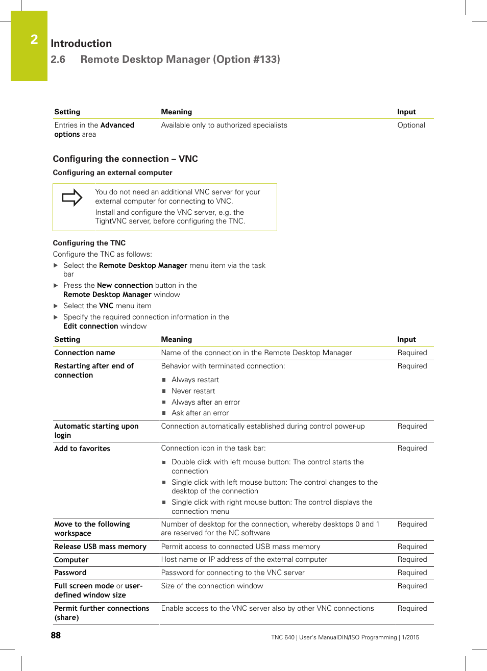 Configuring the connection – vnc | HEIDENHAIN TNC 640 (34059x-05) ISO programming User Manual | Page 88 / 676