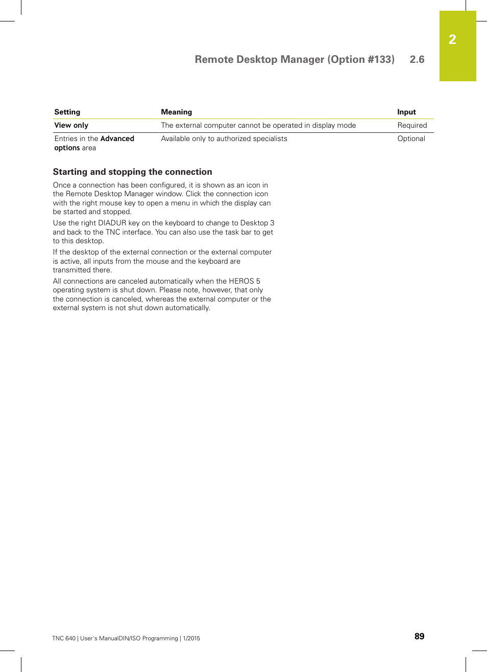 Starting and stopping the connection | HEIDENHAIN TNC 640 (34059x-05) ISO programming User Manual | Page 89 / 676