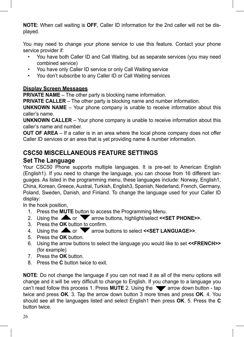 ClearSounds CSC50 User Manual | Page 26 / 36