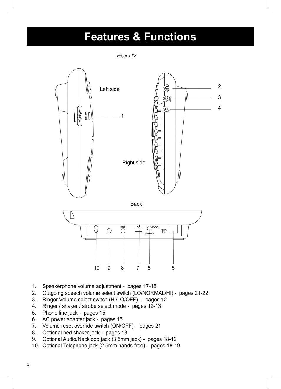 Features & functions | ClearSounds CSC50 User Manual | Page 8 / 36