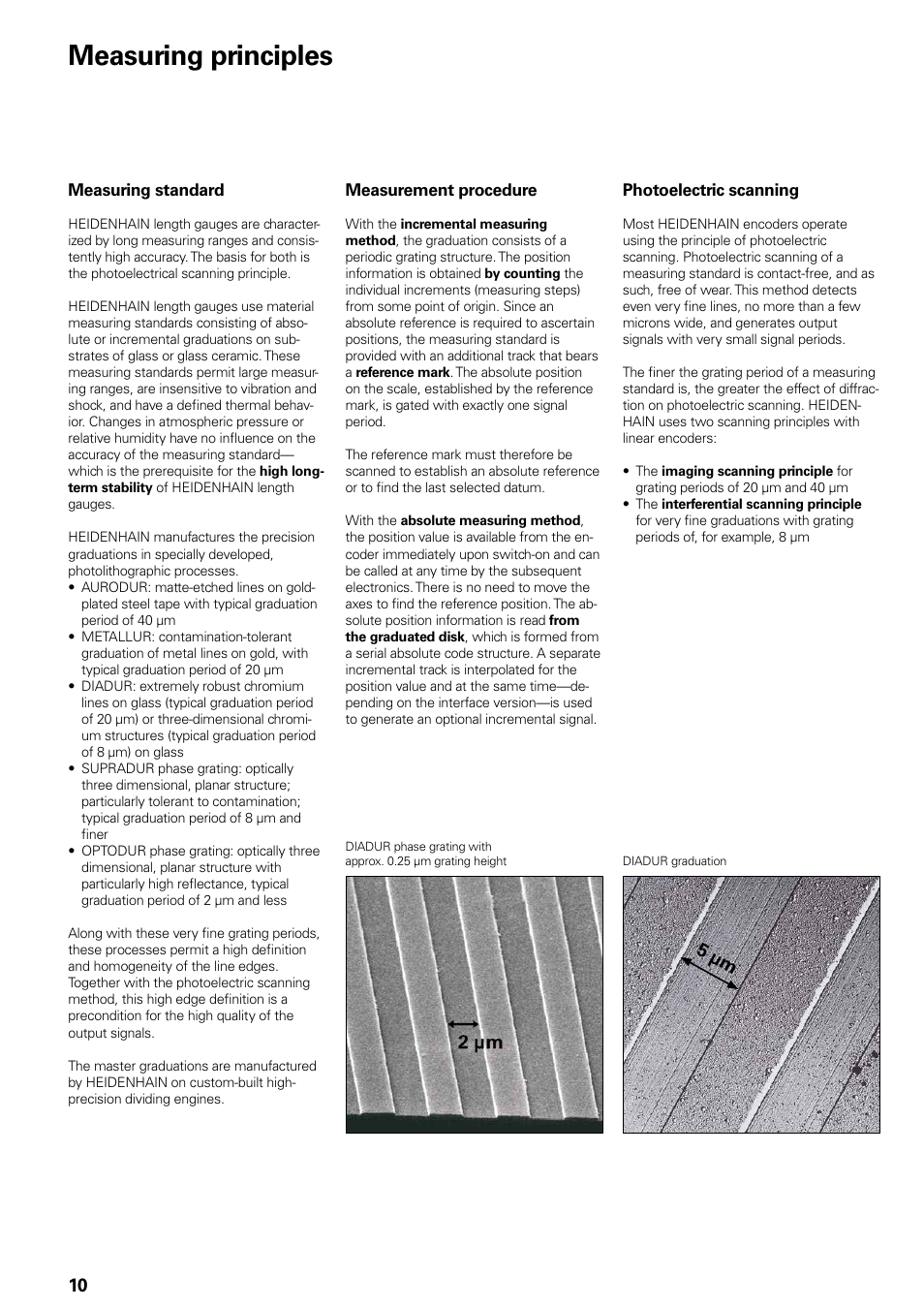 Technical features and mounting information, Measuring principles, 5 µm 10 | HEIDENHAIN Length Gauges User Manual | Page 10 / 52