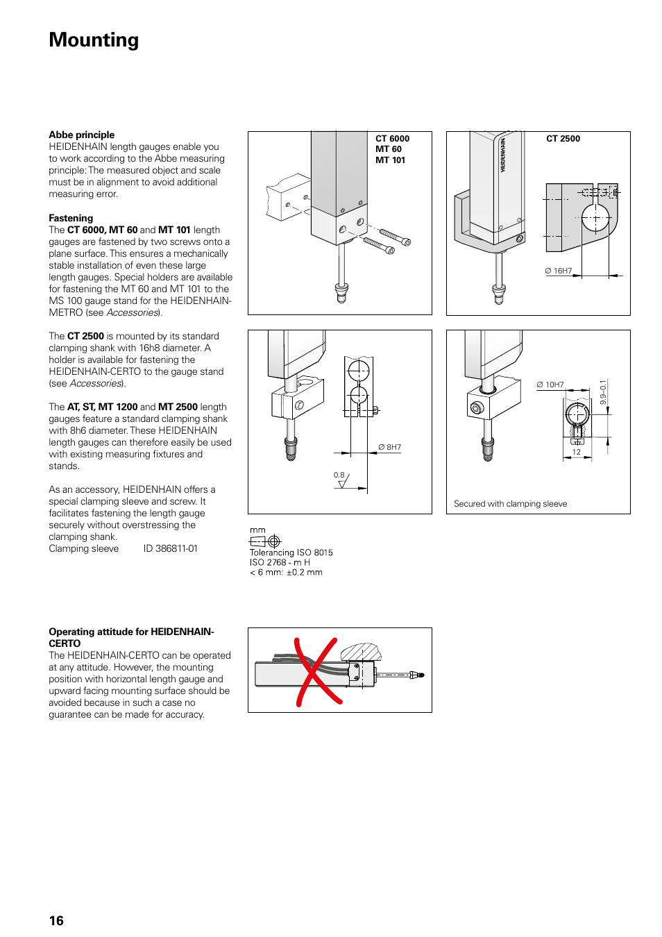 Mounting | HEIDENHAIN Length Gauges User Manual | Page 16 / 52