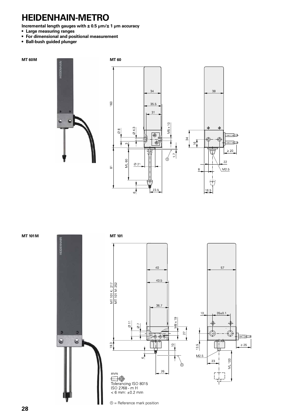 Heidenhain-metro incremental length gauges, 5 µm, 1 µm | 60 mm, 100 mm, Heidenhain-metro | HEIDENHAIN Length Gauges User Manual | Page 28 / 52