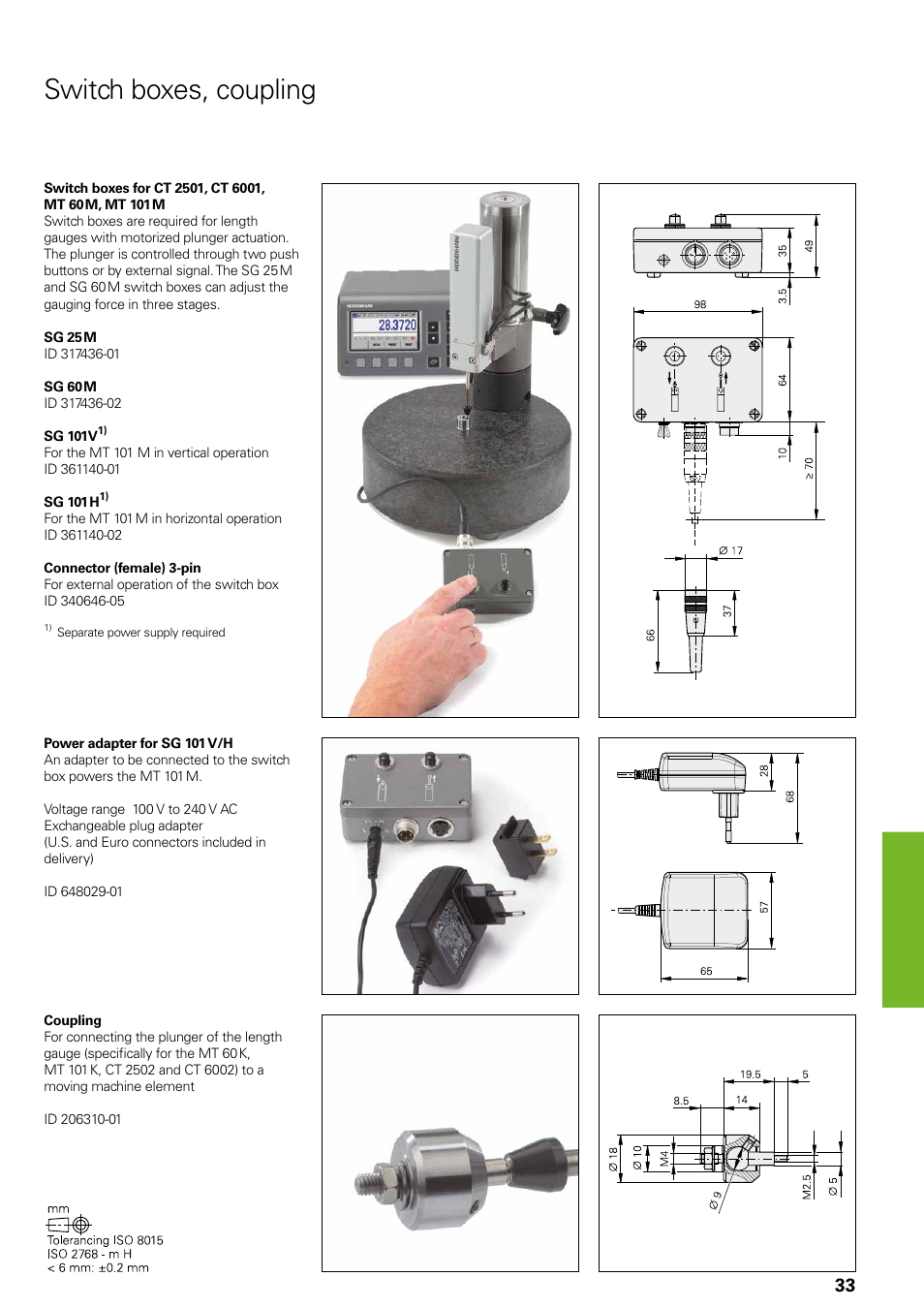 Switch boxes, coupling | HEIDENHAIN Length Gauges User Manual | Page 33 / 52
