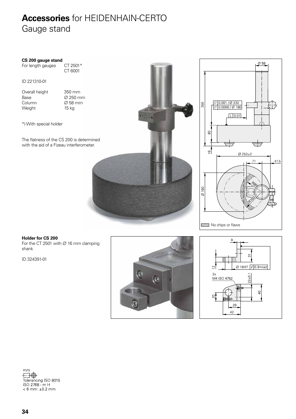 For heidenhain-certo, Accessories for heidenhain-certo gauge stand | HEIDENHAIN Length Gauges User Manual | Page 34 / 52