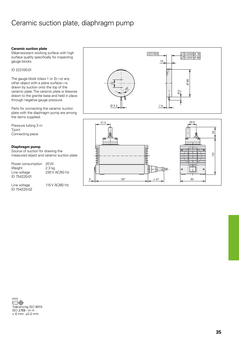 Ceramic suction plate, diaphragm pump | HEIDENHAIN Length Gauges User Manual | Page 35 / 52