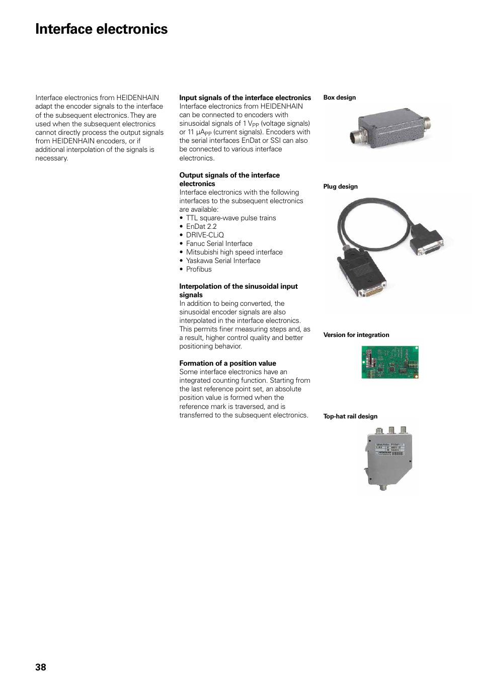 Electrical connection interface electronics, Electrical connection, Interface electronics | HEIDENHAIN Length Gauges User Manual | Page 38 / 52