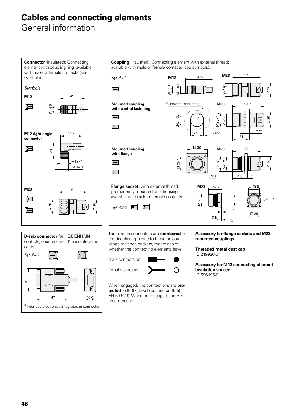 Cables and connecting elements, Cables and connecting elements general information | HEIDENHAIN Length Gauges User Manual | Page 46 / 52