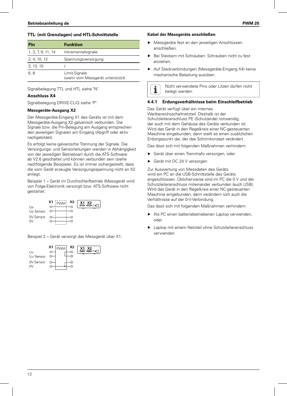 1 erdungsverhältnisse beim einschleifbetrieb | HEIDENHAIN PWM 20 User Manual | Page 10 / 180