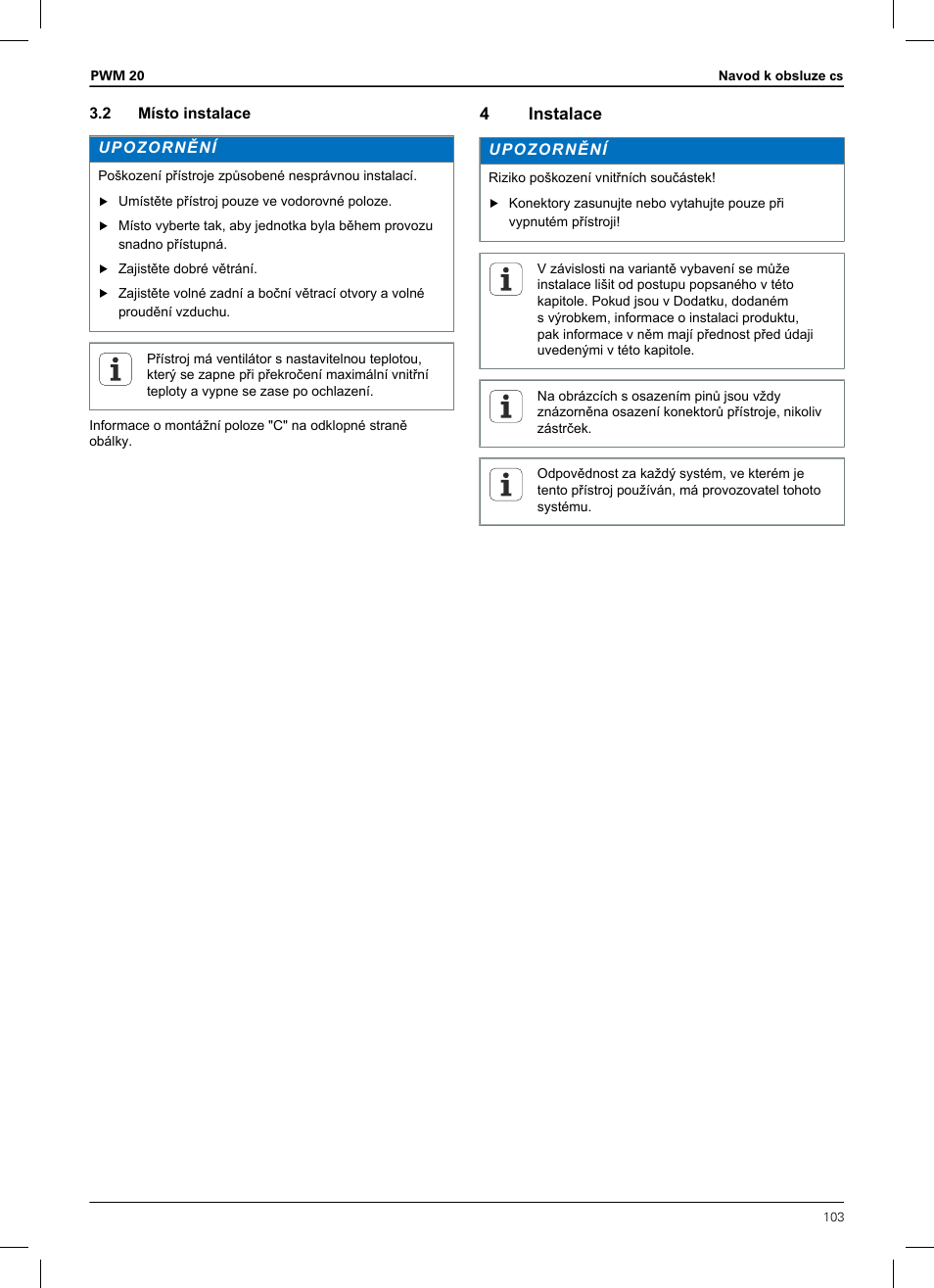 2 místo instalace, 4 instalace | HEIDENHAIN PWM 20 User Manual | Page 101 / 180