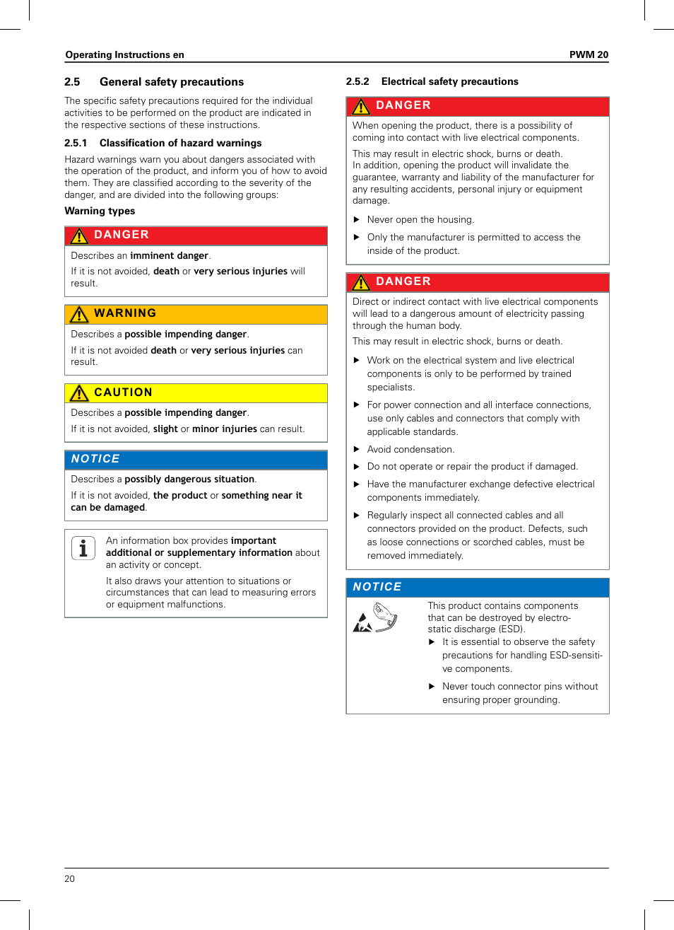 5 general safety precautions, 1 classification of hazard warnings, 2 electrical safety precautions | HEIDENHAIN PWM 20 User Manual | Page 18 / 180