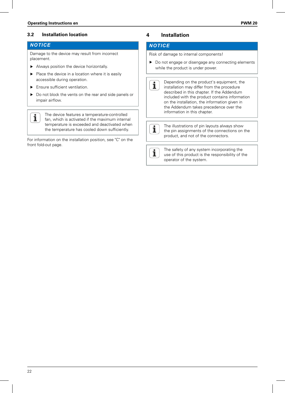 2 installation location, 4 installation | HEIDENHAIN PWM 20 User Manual | Page 20 / 180