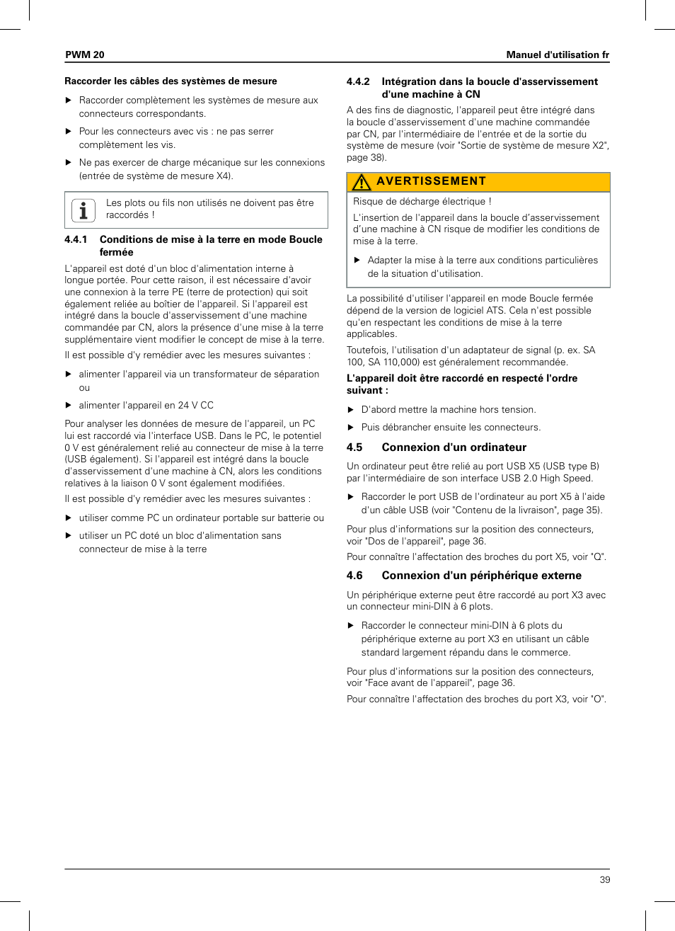 5 connexion d'un ordinateur, 6 connexion d'un périphérique externe | HEIDENHAIN PWM 20 User Manual | Page 37 / 180