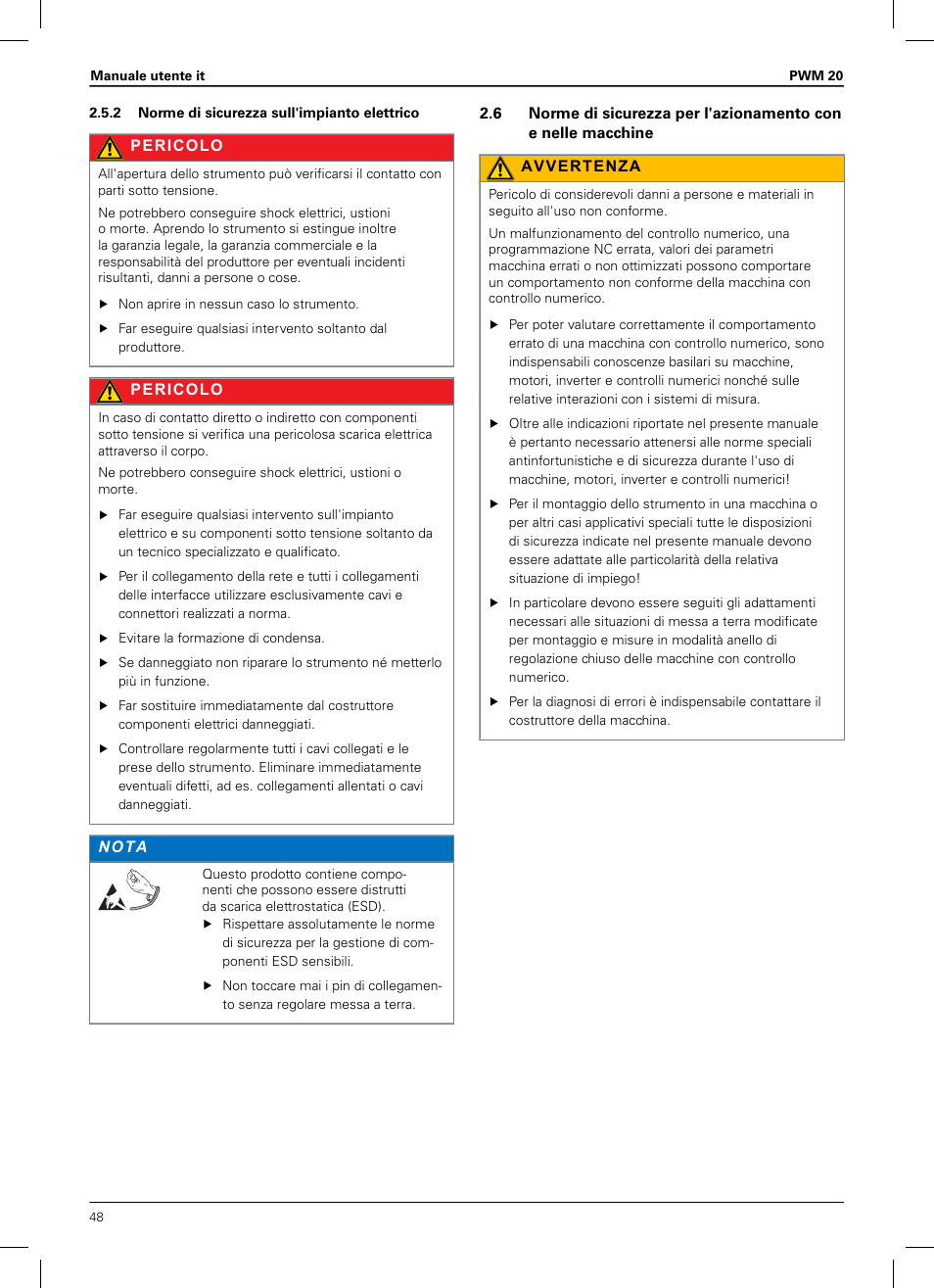 2 norme di sicurezza sull'impianto elettrico | HEIDENHAIN PWM 20 User Manual | Page 46 / 180