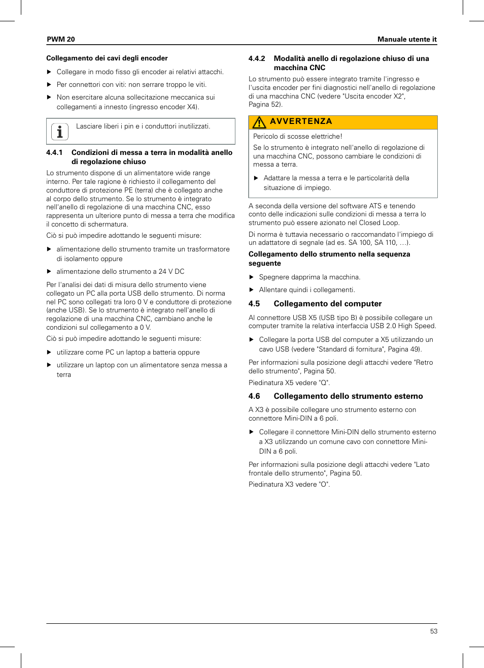 5 collegamento del computer, 6 collegamento dello strumento esterno | HEIDENHAIN PWM 20 User Manual | Page 51 / 180