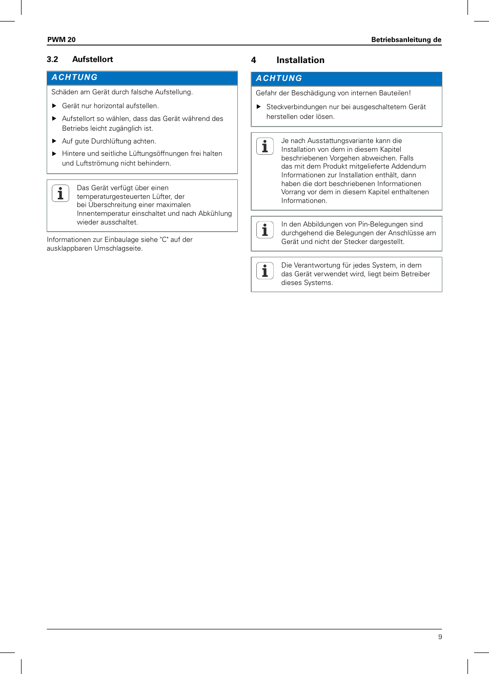 2 aufstellort, 4 installation | HEIDENHAIN PWM 20 User Manual | Page 7 / 180