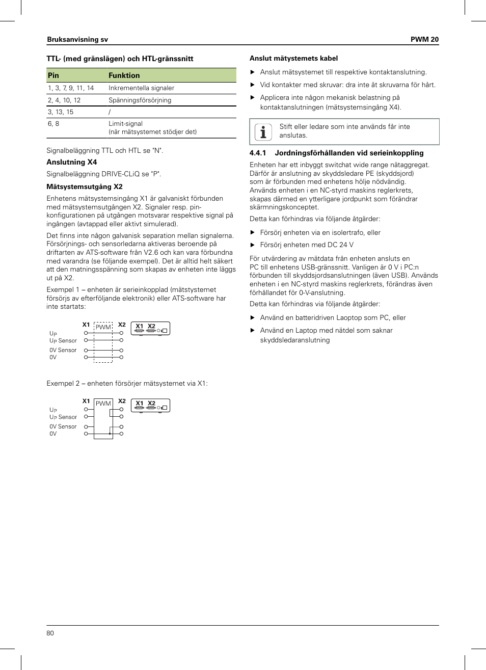 1 jordningsförhållanden vid serieinkoppling | HEIDENHAIN PWM 20 User Manual | Page 78 / 180