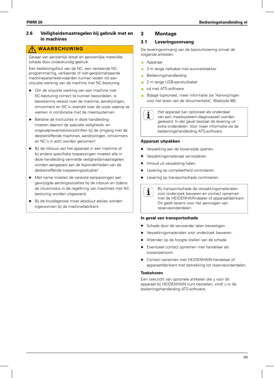 3 montage, 1 leveringsomvang | HEIDENHAIN PWM 20 User Manual | Page 87 / 180