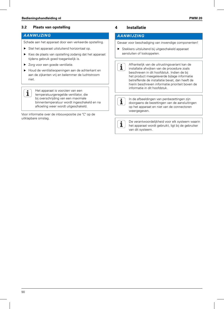 2 plaats van opstelling, 4 installatie | HEIDENHAIN PWM 20 User Manual | Page 88 / 180