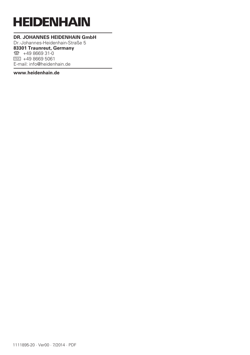 HEIDENHAIN PROFIBUS-DP (DPV0) User Manual | Page 62 / 62