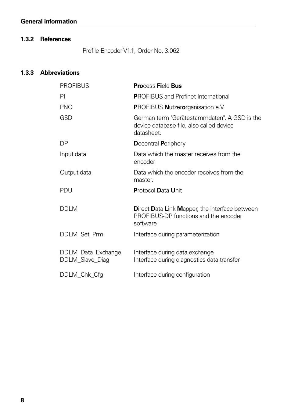 Abbreviations | HEIDENHAIN PROFIBUS-DP (DPV0) User Manual | Page 8 / 62