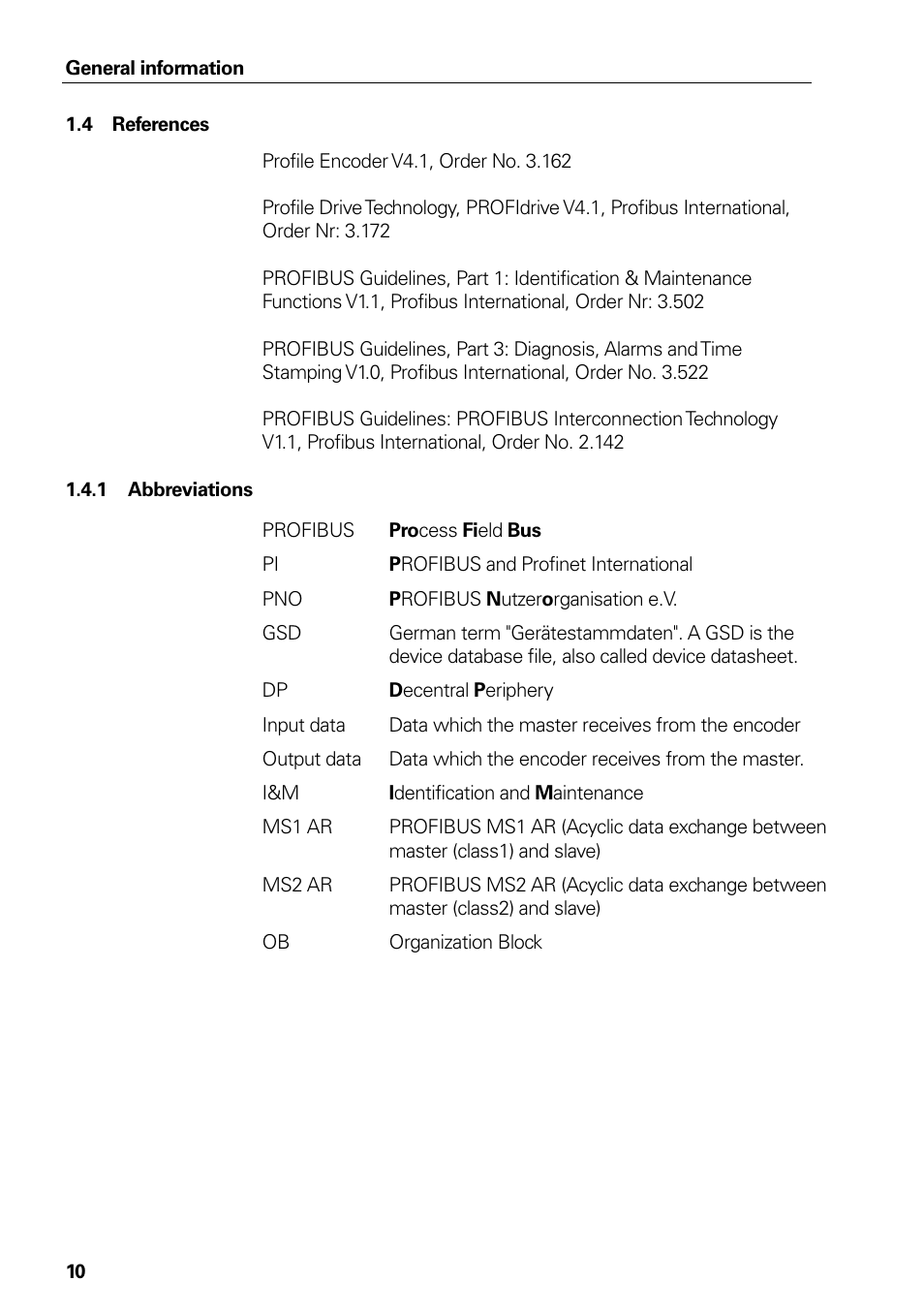 4 references, 1 abbreviations, References | Abbreviations | HEIDENHAIN PROFIBUS-DP (DPV2) User Manual | Page 10 / 93