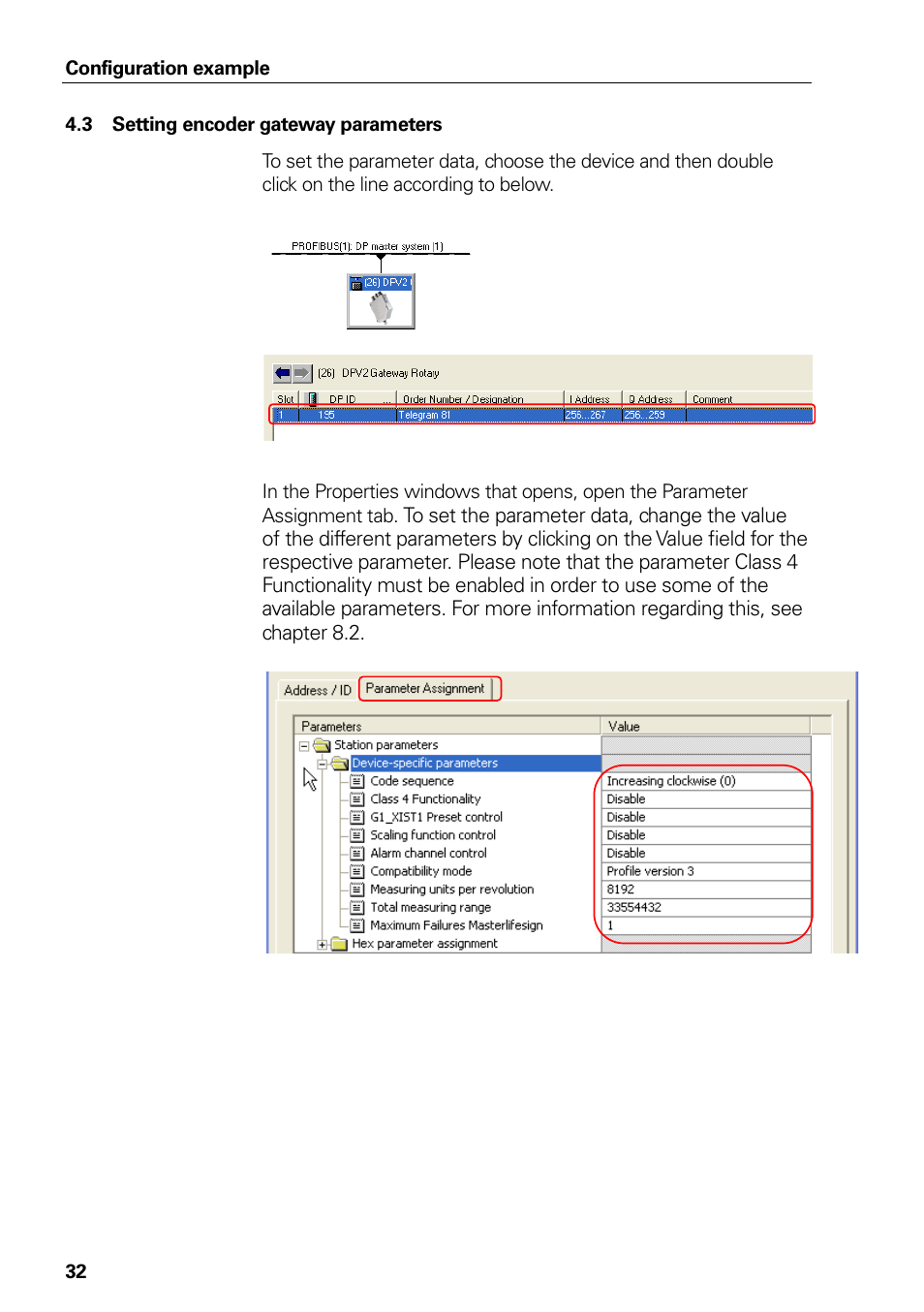 3 setting encoder gateway parameters, Setting encoder gateway parameters | HEIDENHAIN PROFIBUS-DP (DPV2) User Manual | Page 32 / 93