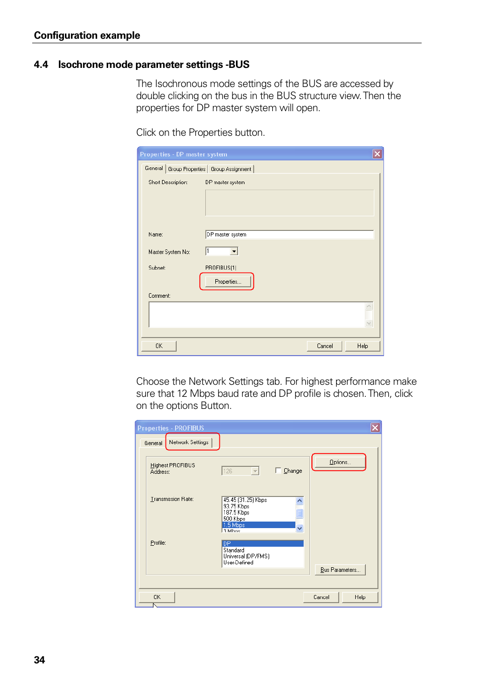 4 isochrone mode parameter settings -bus, Isochrone mode parameter settings -bus | HEIDENHAIN PROFIBUS-DP (DPV2) User Manual | Page 34 / 93