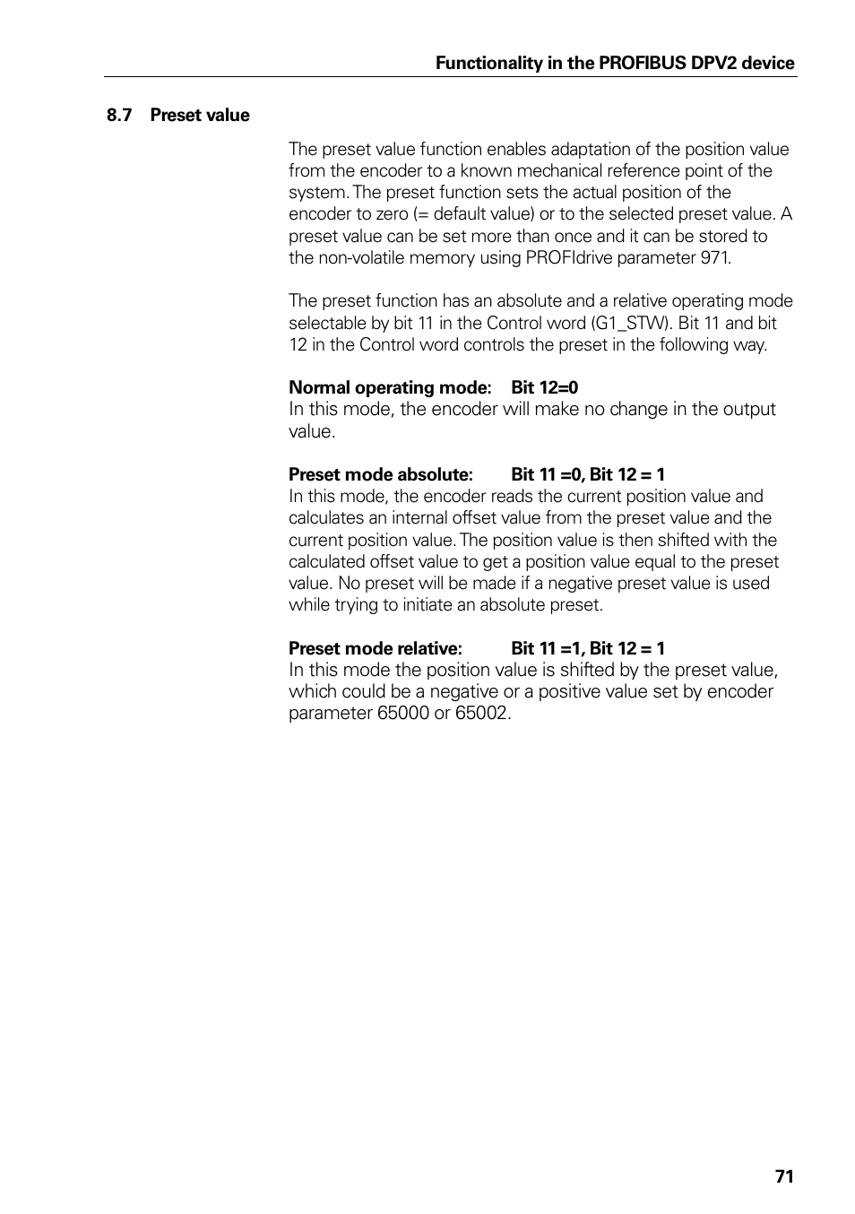 7 preset value, Preset value | HEIDENHAIN PROFIBUS-DP (DPV2) User Manual | Page 71 / 93