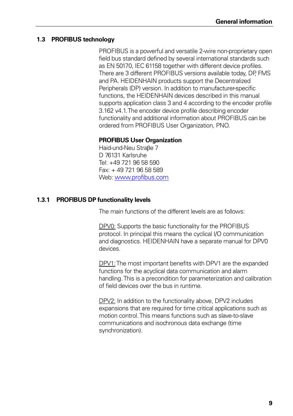 3 profibus technology, 1 profibus dp functionality levels, Profibus technology | Profibus dp functionality levels | HEIDENHAIN PROFIBUS-DP (DPV2) User Manual | Page 9 / 93