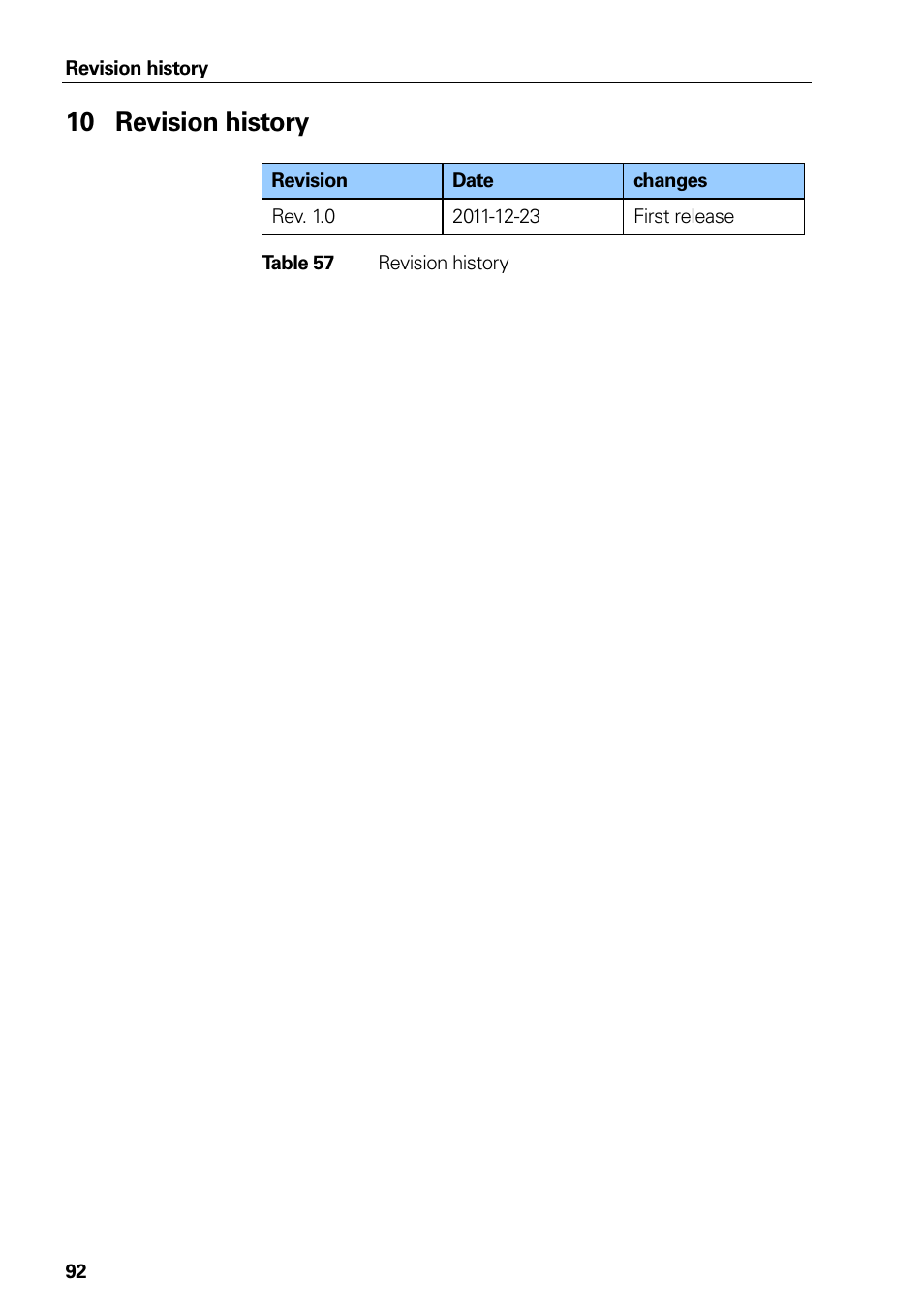 10 revision history, Revision history, Table 57 | HEIDENHAIN PROFIBUS-DP (DPV2) User Manual | Page 92 / 93