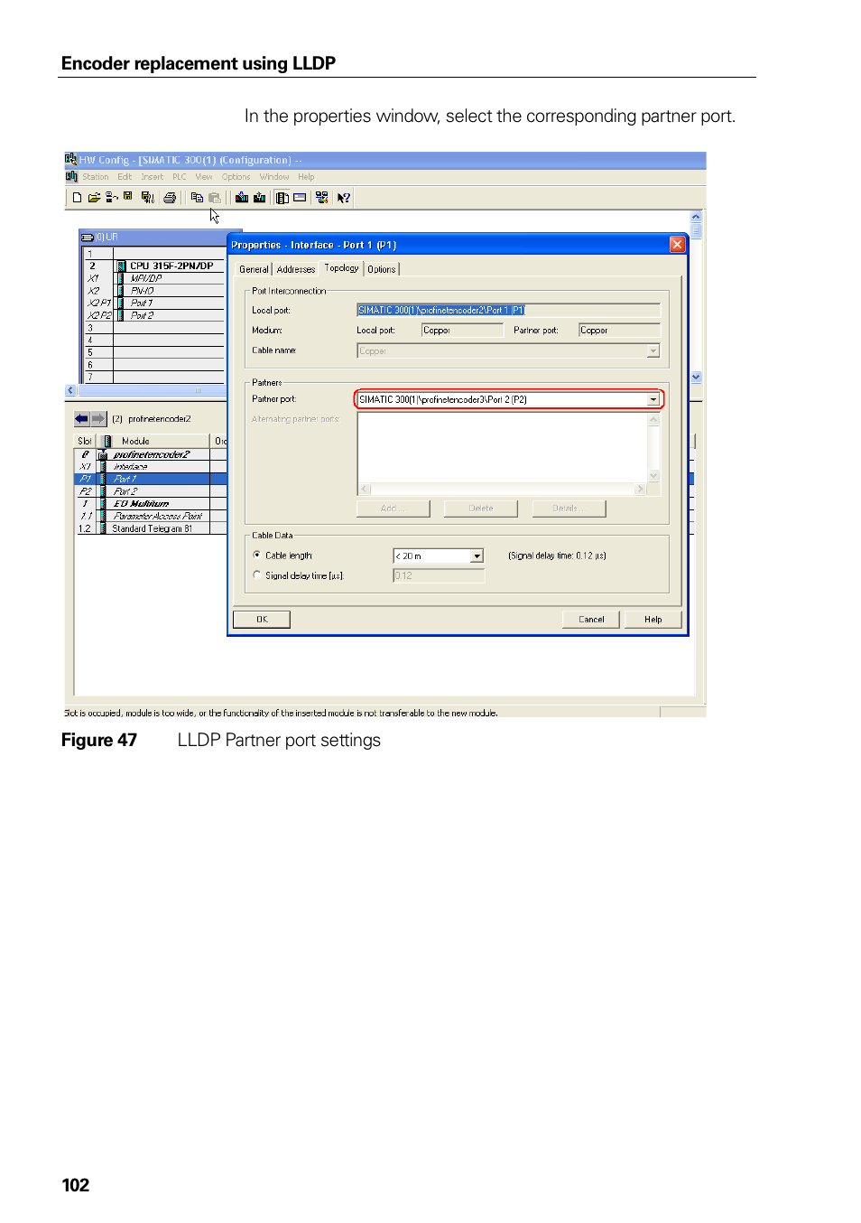 47 lldp partner port settings, Figure 47, Lldp partner port settings | HEIDENHAIN PROFINET User Manual | Page 102 / 110