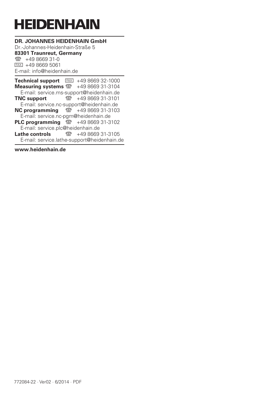 HEIDENHAIN PROFINET User Manual | Page 110 / 110