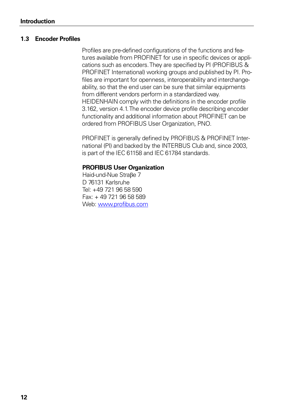 3 encoder profiles, Encoder profiles | HEIDENHAIN PROFINET User Manual | Page 12 / 110