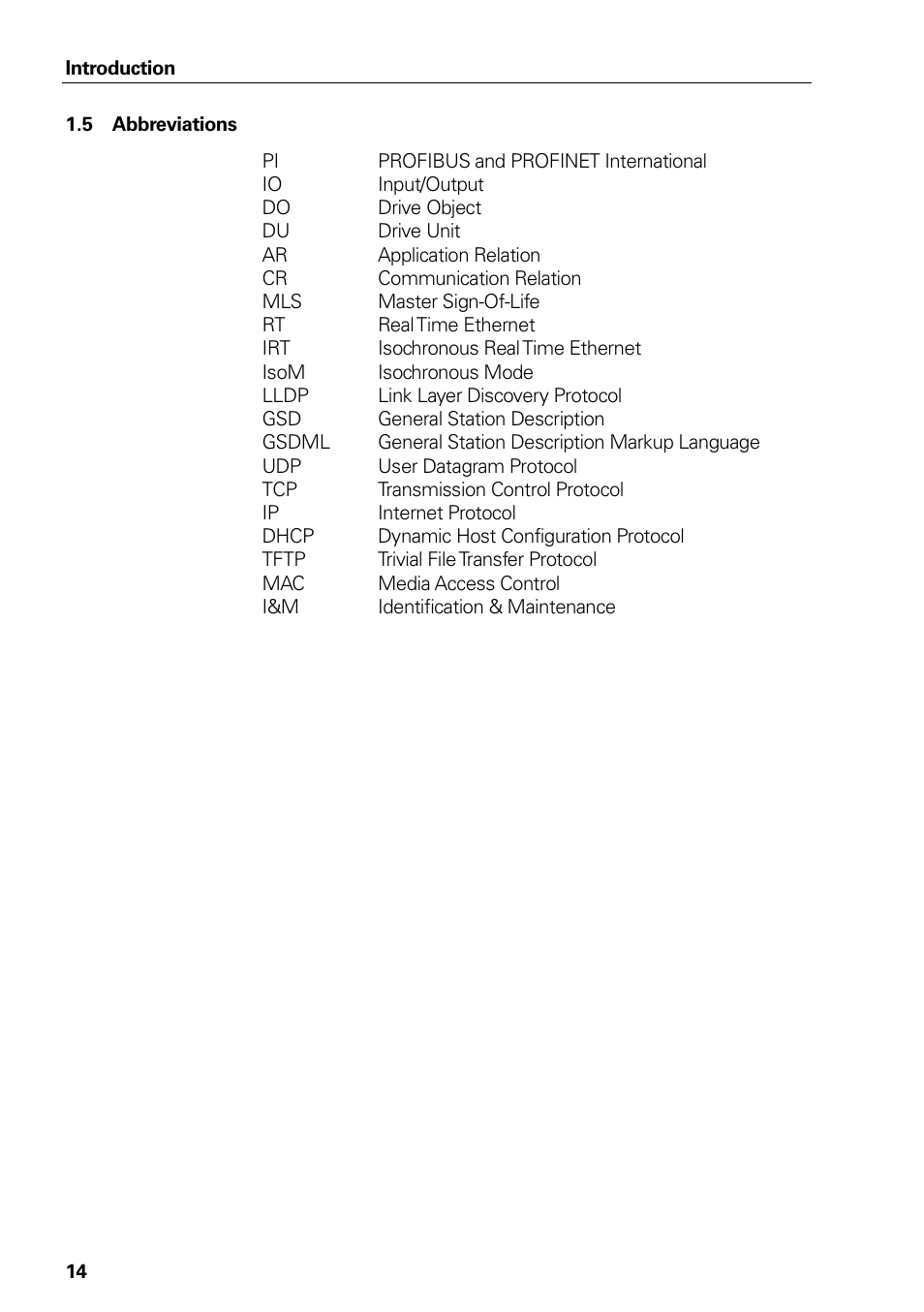5 abbreviations, Abbreviations | HEIDENHAIN PROFINET User Manual | Page 14 / 110