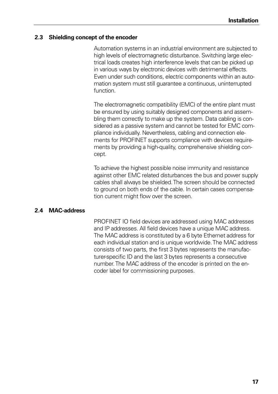 Figure 1 bus connectors, Figure 2 power supply connector, 3 shielding concept of the encoder | 4 mac-address, Shielding concept of the encoder, Mac-address | HEIDENHAIN PROFINET User Manual | Page 17 / 110