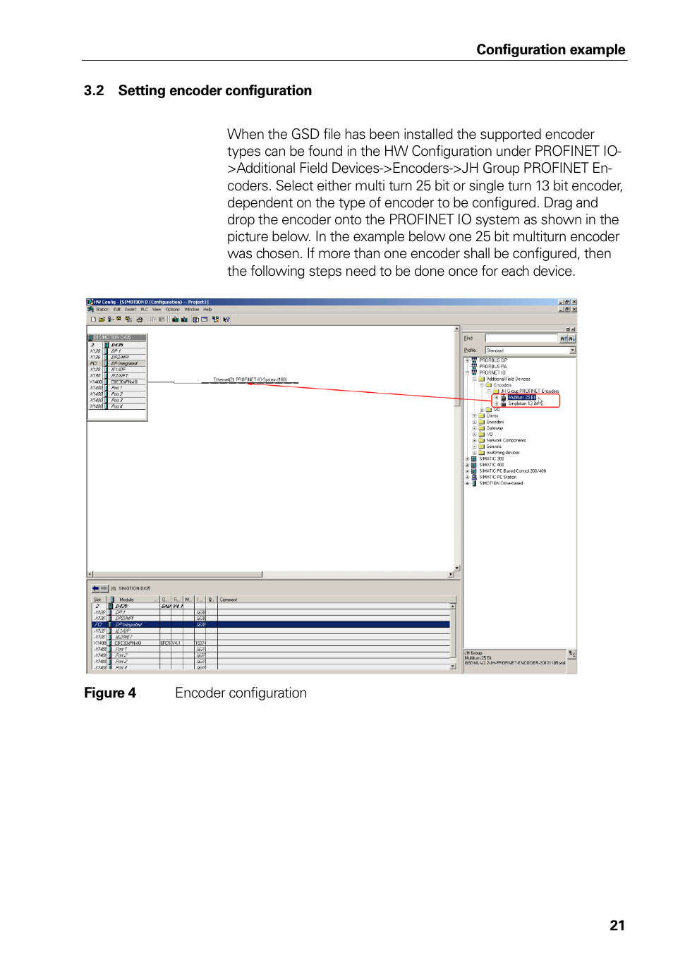 Figure 3 installation of gsdml file, 2 setting encoder configuration, Figure 4 encoder configuration | Setting encoder configuration, Figure 4, Encoder configuration | HEIDENHAIN PROFINET User Manual | Page 21 / 110
