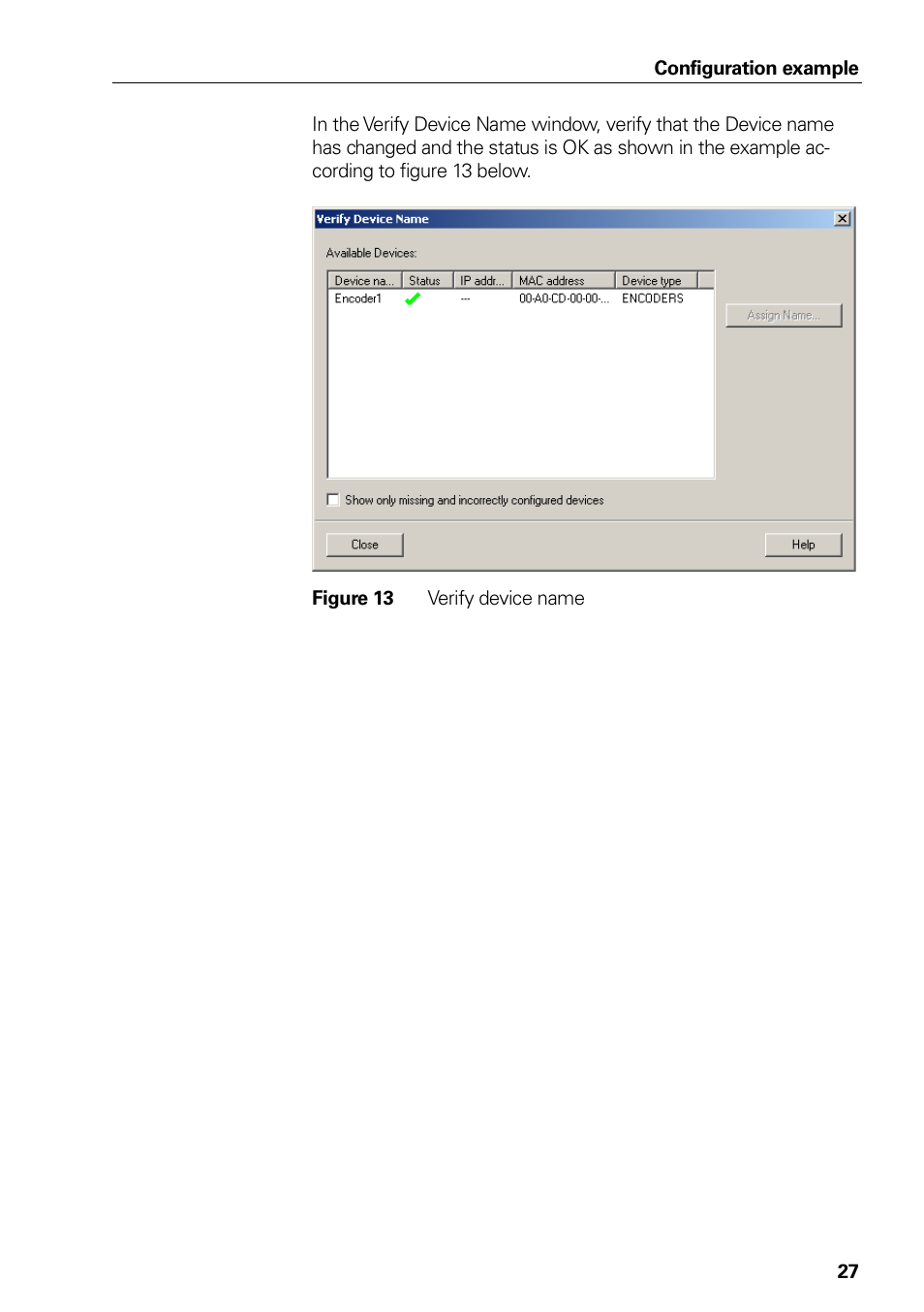 Figure 11 assign name, Figure 12 how to verify device name, Figure 13 verify device name | Figure 13, Verify device name | HEIDENHAIN PROFINET User Manual | Page 27 / 110