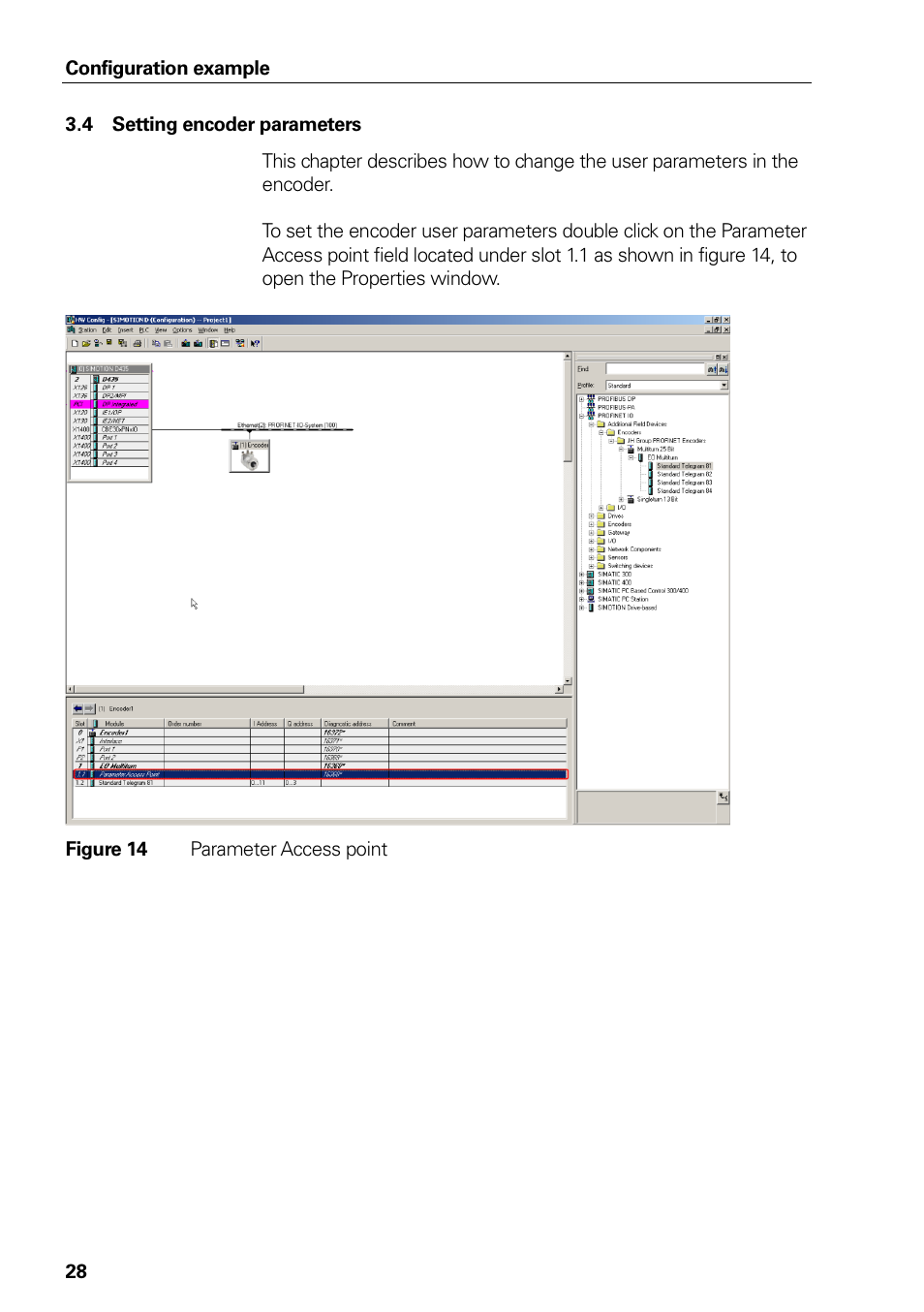 Figure 13 verify device name, 4 setting encoder parameters, Figure 14 parameter access point | Setting encoder parameters, Figure 14, Parameter access point | HEIDENHAIN PROFINET User Manual | Page 28 / 110