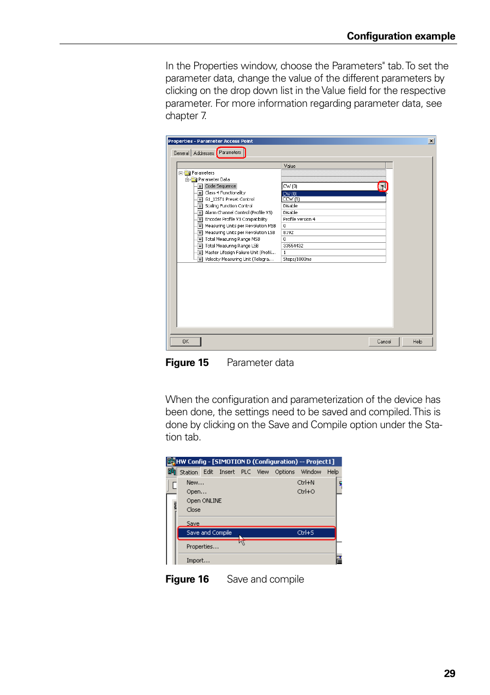 Figure 14 parameter access point, Figure 15 parameter data, Figure 16 save and compile | Figure 15, Parameter data, Figure 16, Save and compile | HEIDENHAIN PROFINET User Manual | Page 29 / 110