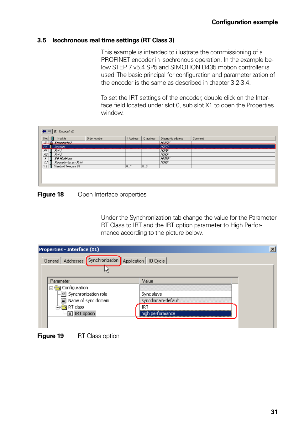Figure 17 download settings, 5 isochronous real time settings (rt class 3), Figure 18 open interface properties | Figure 19 rt class option, Figure 18, Open interface properties, Figure 19, Rt class option | HEIDENHAIN PROFINET User Manual | Page 31 / 110