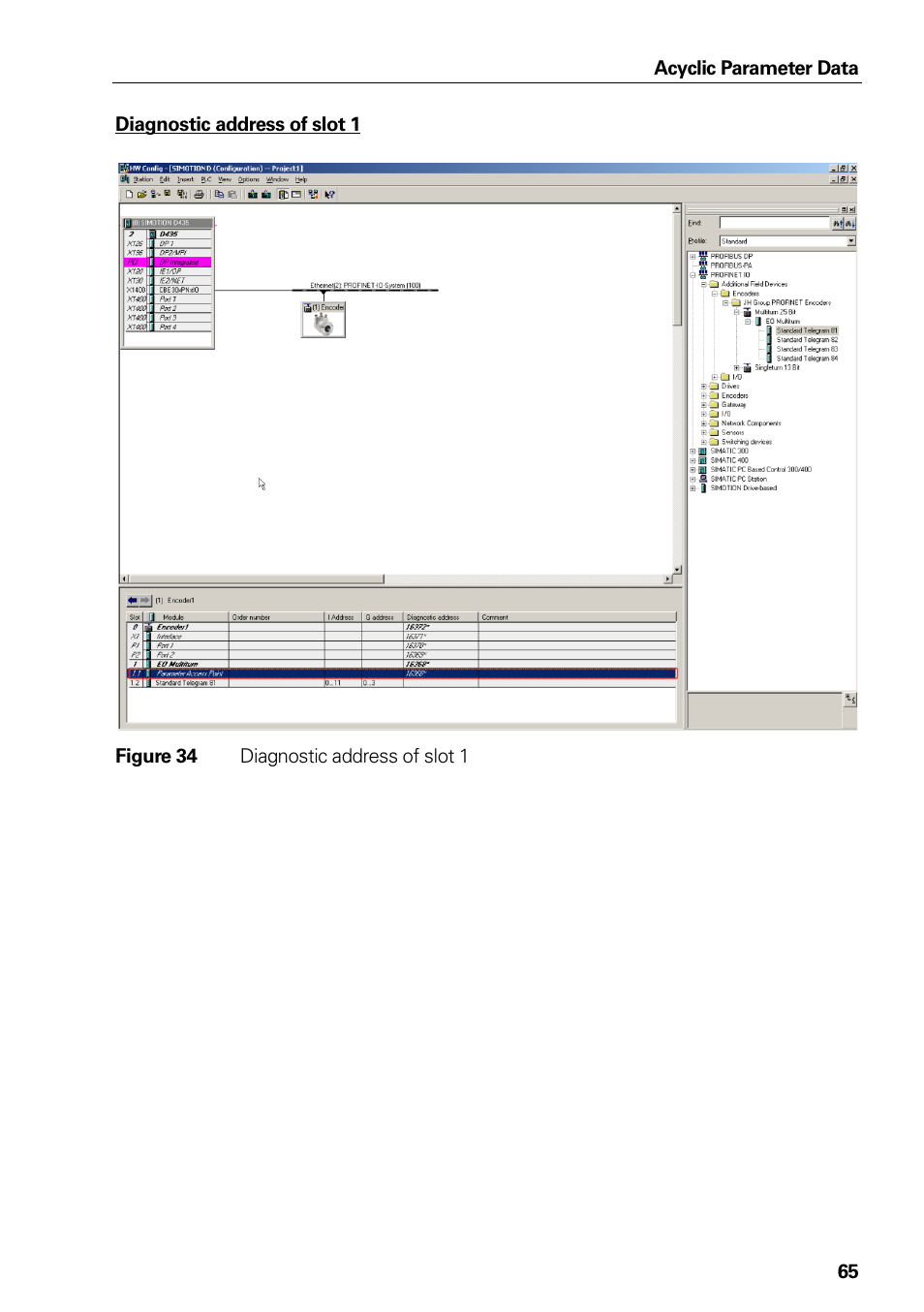 Figure 34 diagnostic address of slot 1, Figure 34, Diagnostic address of slot 1 | HEIDENHAIN PROFINET User Manual | Page 65 / 110