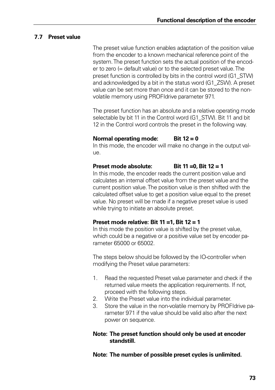7 preset value, Preset value | HEIDENHAIN PROFINET User Manual | Page 73 / 110