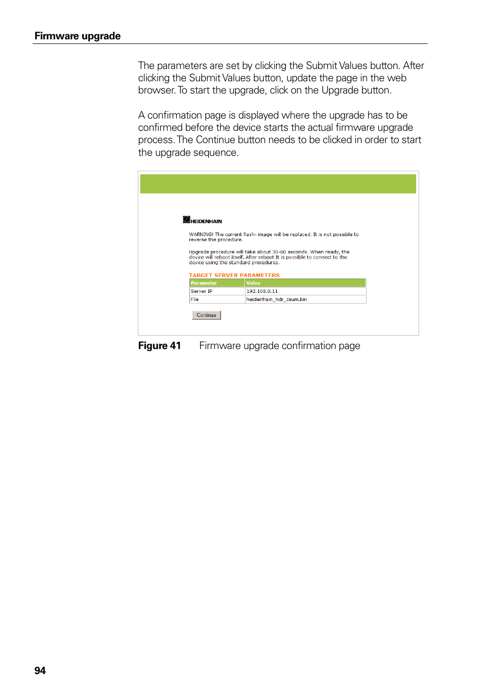 Figure 40 firmware upgrade settings, Figure 41 | HEIDENHAIN PROFINET User Manual | Page 94 / 110