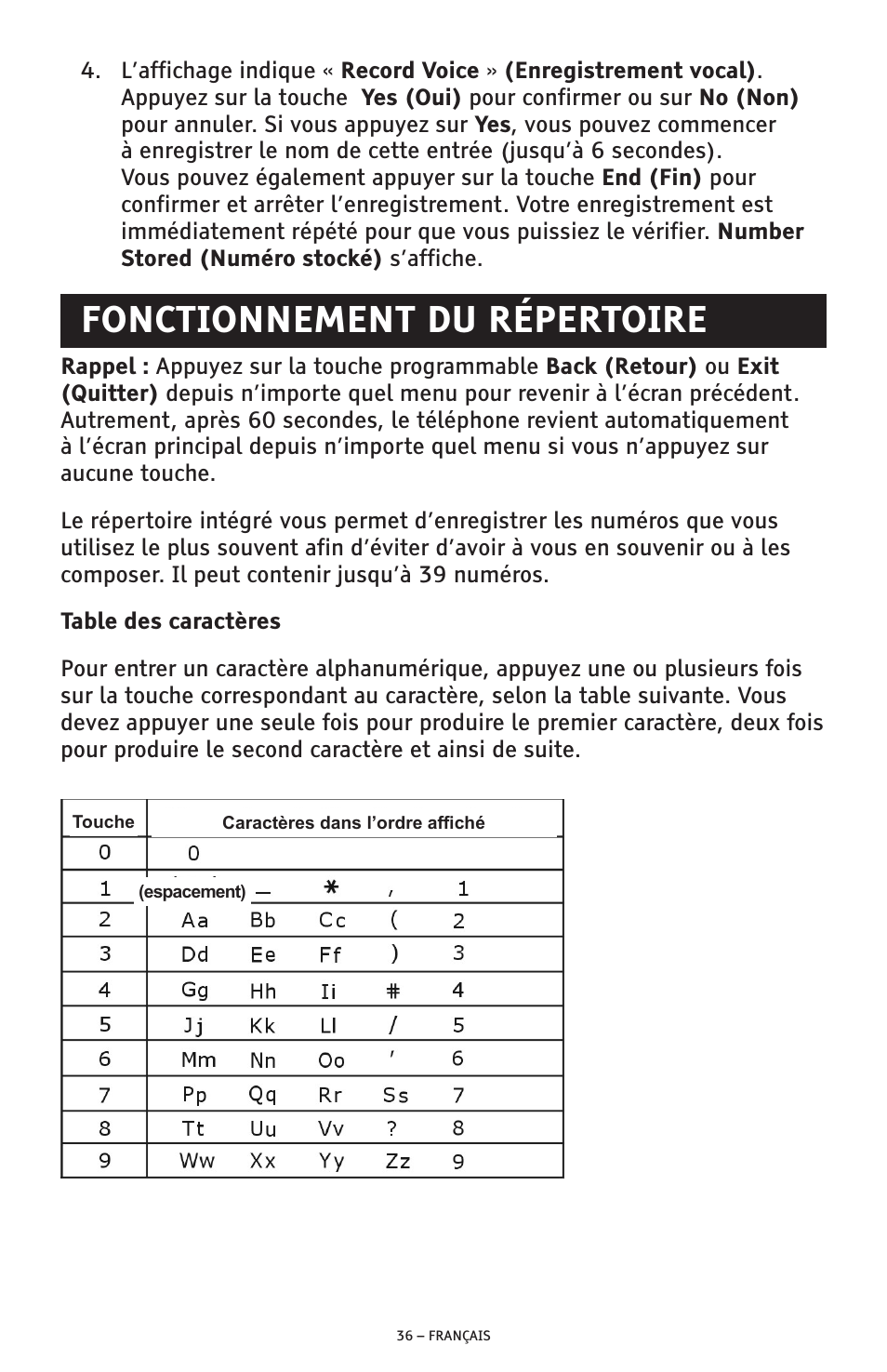 Fonctionnement du répertoire | ClearSounds AMPLIFIED FREEDOM PHONE CSC600D User Manual | Page 128 / 138